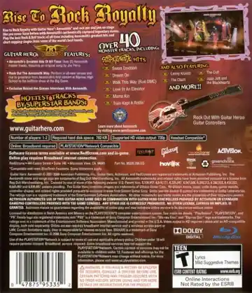 Guitar Hero - Aerosmith (USA) (v1.10) (Disc) (Update) box cover back